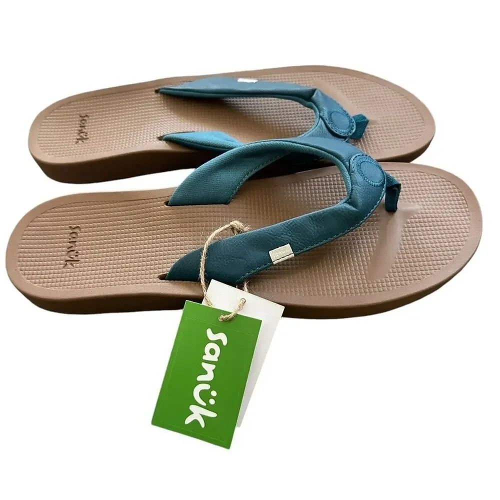 Sanuk NWT Cosmic Yoga Mat Women's Sandal Size 11 Deep Teal Comfort Summer Beach